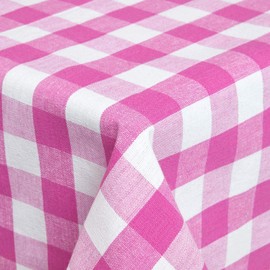 Homescapes Table Cloth Checked Block Check 100% Pure Cotton Tablecloth Washba, pink