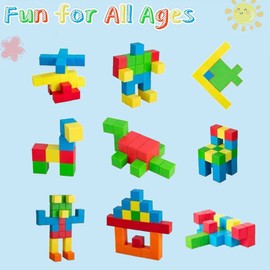 UiDor Magnetic Building Blocks | Colourful Magnetic Blocks for Kids Boys Girls 40 PCS | Educational Construction Toy Magnetic Cube Tiles for Kids 3 4 5 6 7 8 Years Old