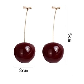 Aretes de cereza colgantes de acero inoxidable en forma de cereza 3D, accesorios creativos a la moda, aestethics, pendientes colgantes en forma de cereza
