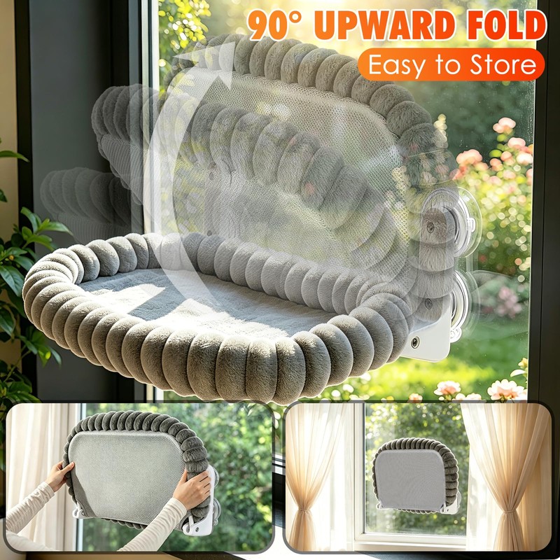 IPOW Cat Window Perch Cordless Foldable Cat Hammock Bed for