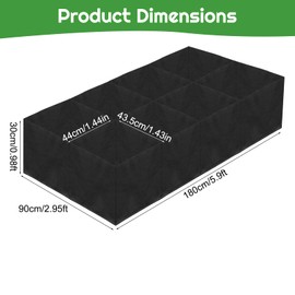 Hlimior 128 Gallon Fabric Raised Garden Bed, 6x3x1ft Large Garden Grow Bag Outdoor 8 Grids Planter Box Felt Planting Container for Growing Tomatoes Potatoes Plants Flowers, Black
