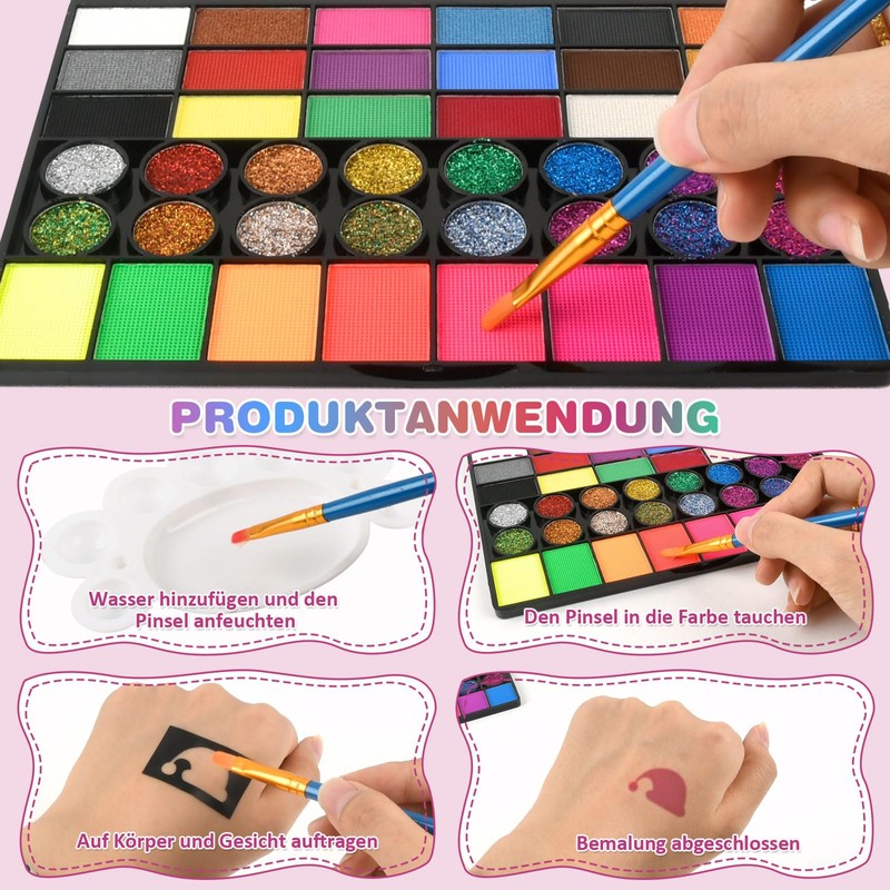 Children's Make-Up Set 42 Colours - Face Paint, Body Paint,