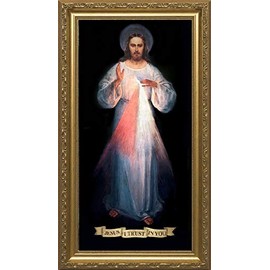 Original Vilnius Divine Mercy Framed Art Reproduction Print Under Glass | Made in The USA (8x16)