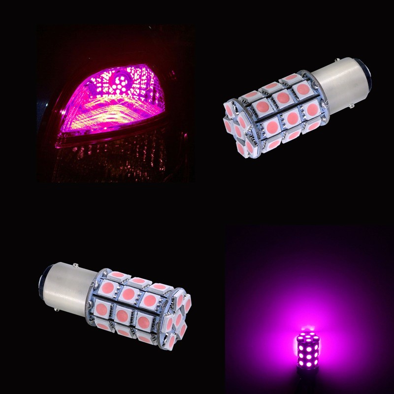 PA 2PCS 30SMD 5050 LED Light Bulbs, Pink, 12V, Easy