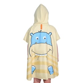 Maddy's Home Kids Hooded Beach Towel - Super Soft Absorbent Cotton Poncho for Boys & Girls, Bath Pool & Beach Use,Toddler to Teen (3-12 Years) (Hippo)