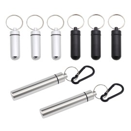 Keychain Pill Holder, 8 Pcs Portable Aluminum Pill Container, Travel Pill Case Pill Organizer Waterproof Pill Box Pill Keychain Container for Outdoor Sports Travel Camping