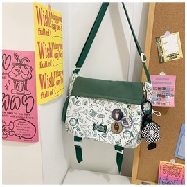 Inshere Cute Shoulder Bag, Aesthetic Shoulder Bag, Nylon Y2K Shoulder Bag for Women Men, T01-green