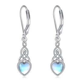 YFN - arete colgantes de plata de ley con nudo celta irlandés de buena suerte con nudo celta para mujer, Plata de ley, Circonia cúbica