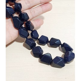 Treasure Bay Chunky Statement Natural Gemstone Beaded Necklace for Women, Women's Handmade Necklace (Blue sandstone)