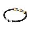 Van Heusen Men Braid Leather Bracelet with Three Stainless Steel