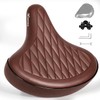 LEWEE Cruiser Brown Bike Seat, Extra Wide Bicycle Saddle Cushion,