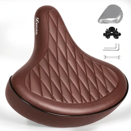 LEWEE Cruiser Brown Bike Seat, Extra Wide Bicycle Saddle Cushion, Comfortable Mountain Bicycle Seat for Men, Vintage Leather Beach Bike Seat for Women, Bicycle Replacement Accessories