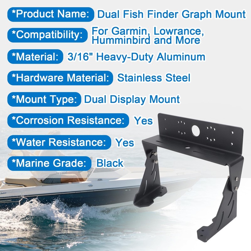 AUTOVIC Universal Adjustable Dual Fish Finder Graph Mount for Boats