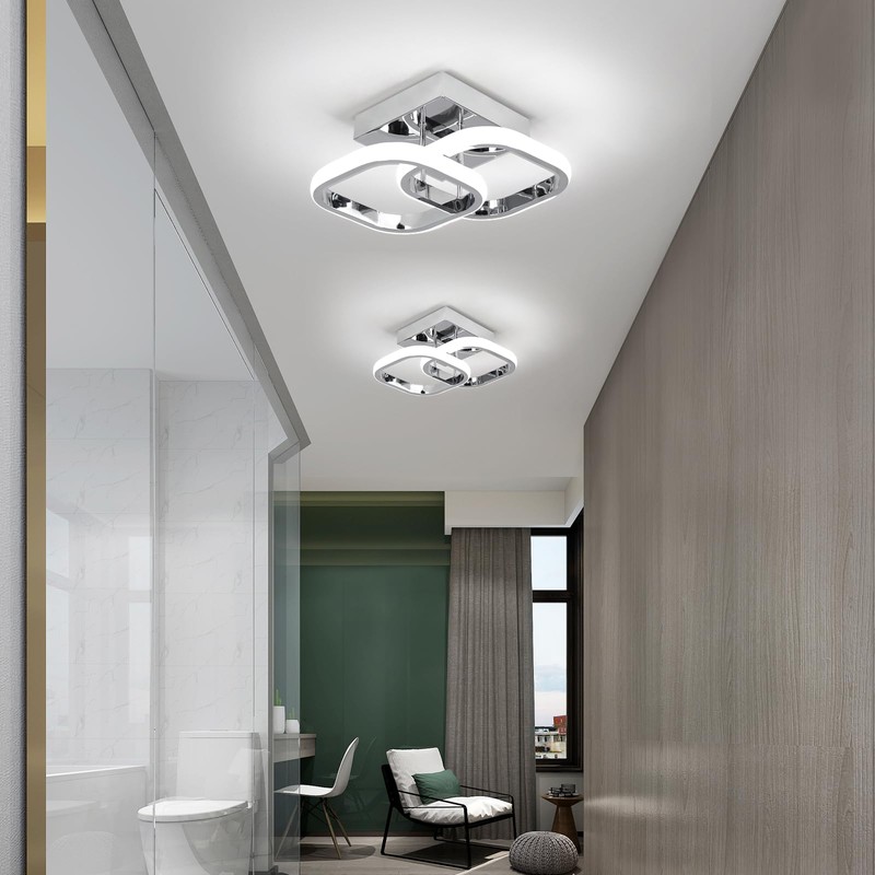 EIDISUNY LED Ceiling Light Modern Ceiling Lamp Silver Square Simple