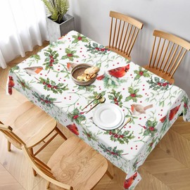 Worltoldb Christmas Tablecloths Polyester Table Cloth for Kitchen Dinning Table Washable Table Cover for Parties Wedding Picnic