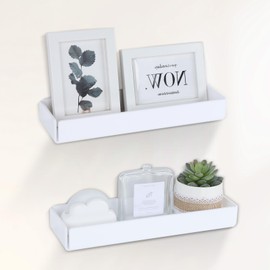 OTraki Wall Shelf, White, Pack of 2, No Drilling, Floating Shelf, 31 cm, Acrylic Shelf for Gluing, Multifunctional Hanging Shelf for Kitchen, Living Room, Bathroom