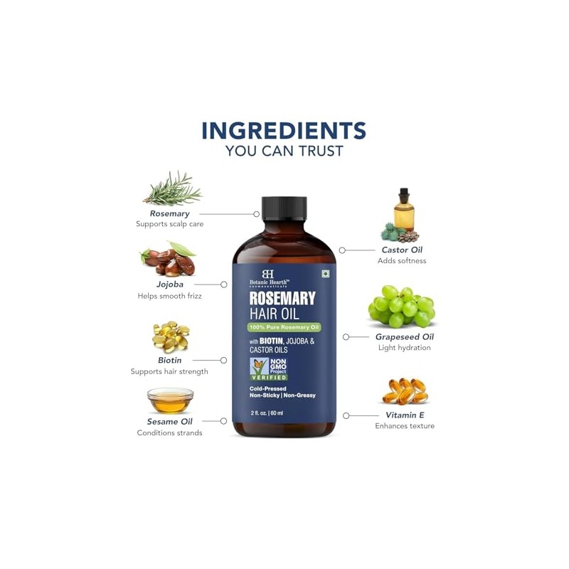 Botanic Hearth Aceite De Romero Puro Para El Crecimiento Del