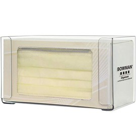 Face Mask Dispenser - Ear Loop: Holds one Box of Ear Loop Masks Keyholes for Wall mounting Clear PETG Plastic Made in The USA Dims: 4.27"L x 7.7"W x 4.32"H