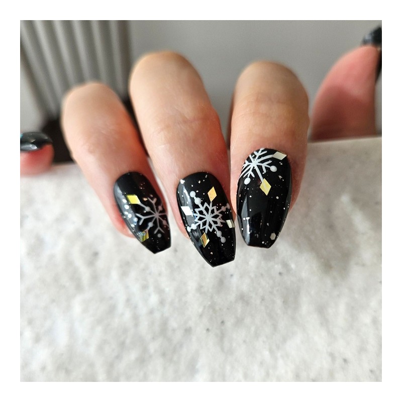 Snowflake handmade nail tips - Long Square / 눈꽃송이 수제네일팁