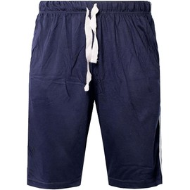 reshmena® Men's Shorts Lounge Wear Shorts Soft Cozy Mens Nightwear Pants Cotton Stretchy Half Pants Elasticated Waist Stripe Pyjamas Bottom Shorts Navy XL