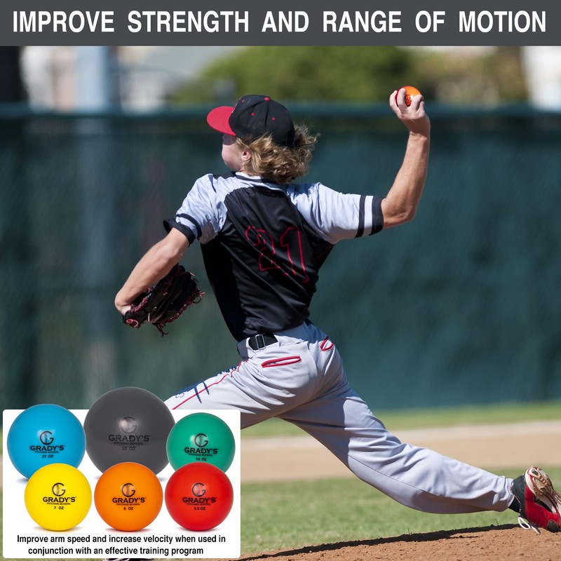Grady's Pitching School Soft Shell Weighted Ball Set 32, 21,