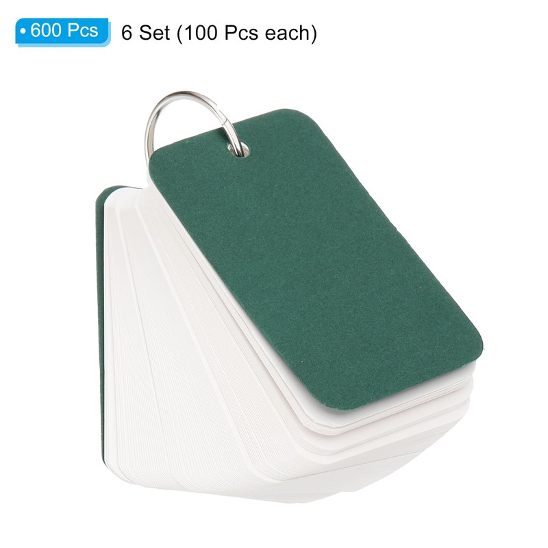 PATIKIL 6pcs Flash Card with Ring, 3.5x2 Flash Card Blank