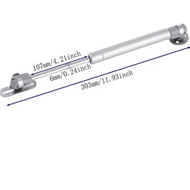 30N/7 lb Gas Strut Cabinet Hinge Safety Lift Support, Gas Shock and Soft Opening and Cushioning Telescopic Cabinet Door Rubber Head Gas Spring Support 12" Length, Set of 2