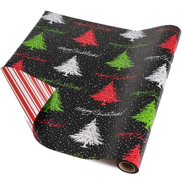ZINTBIAL Christmas Tree Reversible Wrapping Paper Roll - Gift Wrap