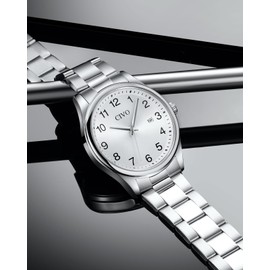 CIVO Watches Mens Stylish Wristwatch: Easy to Read Wristwatch with Date Stainless Silver - Waterproof Analogue Quartz