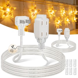 PEESIN 2 Pack Short Clear Extension Cord 4FT, UL-Certified Short Extension Cords, 2 Prong Male to Female Clear Extension Cord Indoor Thin, 2x18 AWG Thin Extension Cords 125V 7A for Light, Lamp