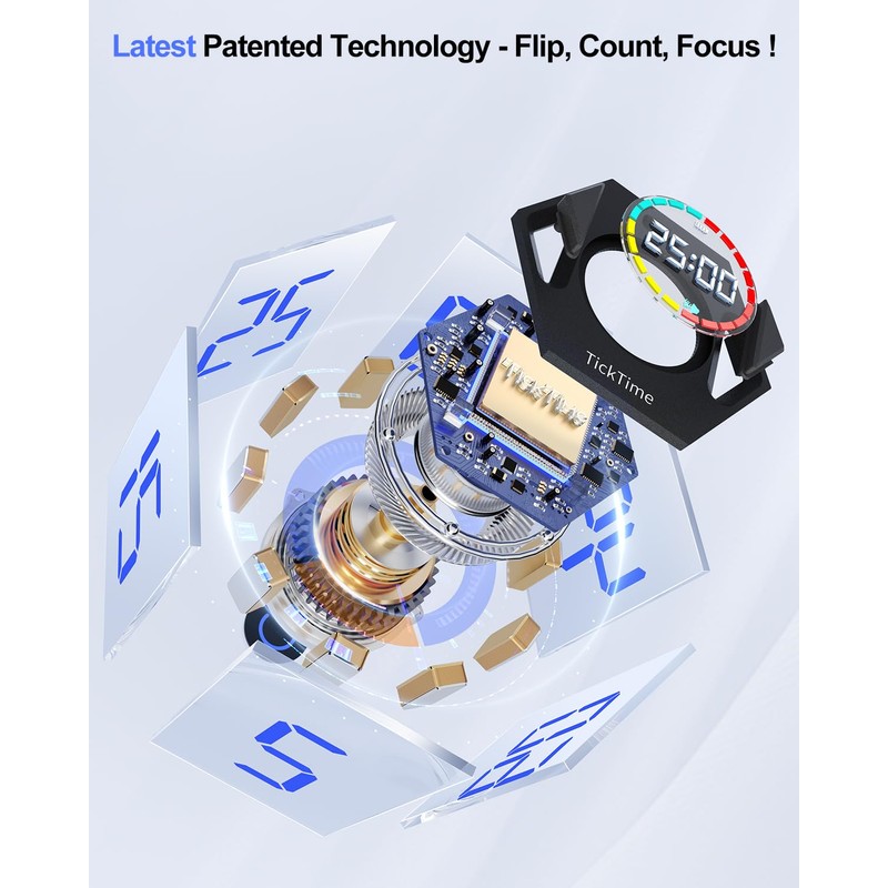 Ticktime Pomodoro Timer, Productivity Timer Cube, Hexagon Magnetic Flip Focus