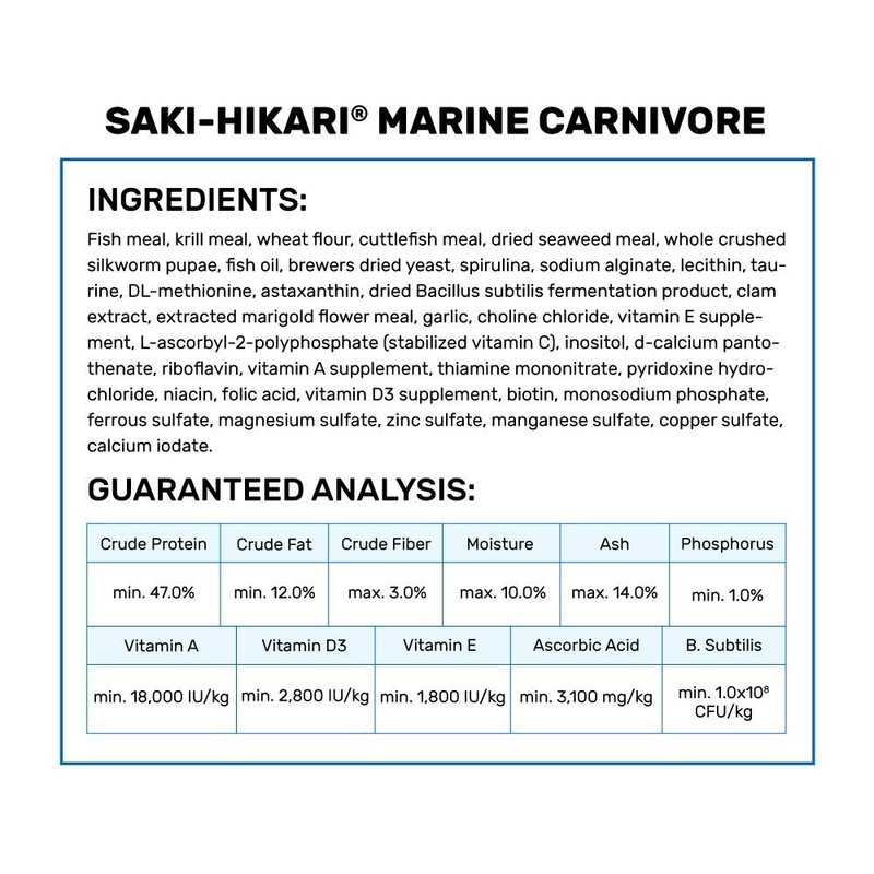 Hikari 042220 Carnivore Medium Sinking Pellets Marine Fish Food, One