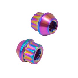 RISON-Titanium 12-Point Titanium Stud Lock Lug Nuts M12/M14 Lug Nuts 20 PCS Titanium Lug Nuts Open End TI GR5 Lug Nuts (Rainbow, M14*1.5)