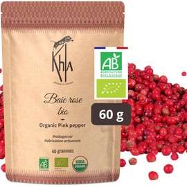 Khla - Rosa Pfeffer 60 g - Bio-zertifiziert - ganze rosa Beeren Madagaskar - Premium-Qualität - Madagaskar Bourbon rosa Pfeffer - Süßer und fruchtiger Geschmack - direkt vom Produzenten - Madagaskar
