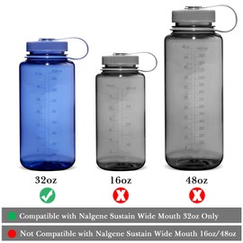 Linkidea 4 Pack Water Bottle Silicone Splashguard Compatible with Nalgene Sustain Wide Mouth 32oz, Anti-Spill Splash Guard for Wide-Necked Bottles with 53mm Opening, Waterbottle Easy Sipper