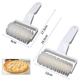 2 Pack Lattice Pastry Cutter Set, XCOZU Lattice Pastry Cutter Roller Cookie Cutter Roller, White Plastic Lattice Dough Cutter Kitchen Bakery Baking Tool Fondant Pie Pizza Decorations Craft(2 Sizes)