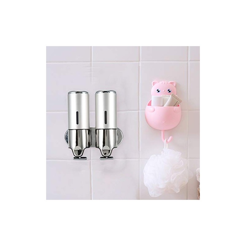 Oumefar Dispensador de Jabón líquido baño Pared Doble 500ml, Plástico