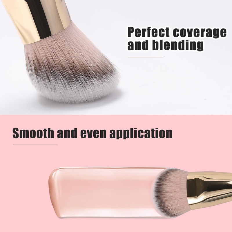 TEOYALL Flat Angled Foundation Brush, Large Dense Synthetic Bristles Kabuki