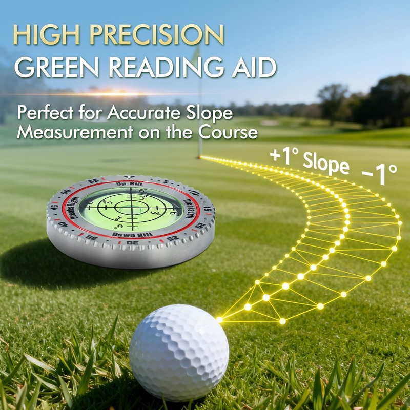 Titanium Steel Golf Green Reader with Genuine Leather Case -