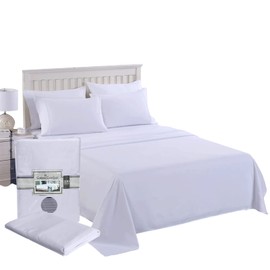 Danny Textiles Single Flat Sheet 100% Egyptian Cotton Flat Sheets Single 400 Thread Count Bed Sheet Soft Luxury White Sheet (Single White Bedsheets)