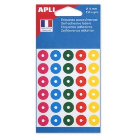 APLI 11335 Pack of 150 Assorted Coloured Eyelets Diameter 15 mm