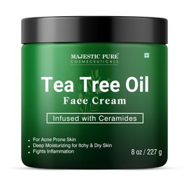 Majestic Pure Tea Tree Oil Face Cream |Dry, Itchy Skin Acne Scars Day and Night Moisturizer for Women and Men 8 oz / 마제스틱 퓨어 티트리 오일 페이스 크림 | 건조하고 가려운 피부 여드름 흉터 주야간 보습제 여성 및 남성용 8온스