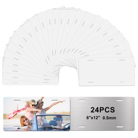 Upspotie 24Pack Sublimation License Plate Blanks, Blank Aluminum License Plate for Front/Rear Car Tags, Thermal Transfer, DIY Custom Picture Design（White）