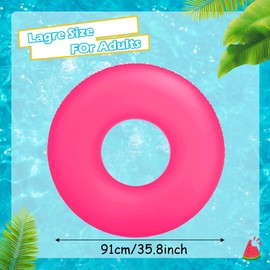 POPOYU Inflatable Swimming Ring Adult Pink, 35.8 Inches / 91 cm Swimming Ring Adult Pool Party Swimming Ring Large XXL, Summer Water Pool Floatie Pool Ring for Swimming Pool Party, Beach Party