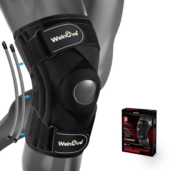 Welnove Knee Brace Support & Compression. Knee Sleeve Cross Straps