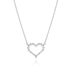 Sterling Silver Cubic Zirconia Heart Necklace | Women's Heart Pendant Necklace (sterling silver)