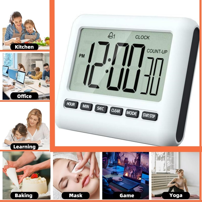 Generic Magnetic Digital Clock for Kitchen - Timer with Alarm,