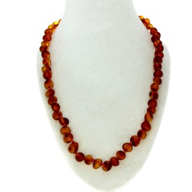 SilverAmber Jewellery Honey Unpolished Baltic Amber Beads Necklace - Chain Length 70 cm - Available in Various Colours and Sizes - NRAWCOG70, Gemstone, Amber