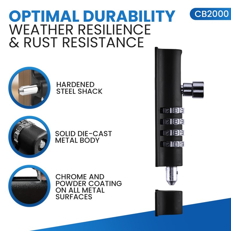 Combi-Bolt 4-Digit Combination Sliding Bolt Gate Lock, Secure Gates, Sheds,