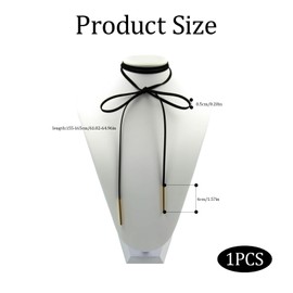 Nzexlyva Black Choker Necklace for Women, Black Necklace Gothic Velvet Bow Choker with Gold Tube, Long Wrap Rope Collar Tie Neck Chain, Neck Accessories for Party Prom Gift